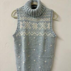 Lauren Ralph Lauren Blue and Cream Cowl Neck Sweater Vest